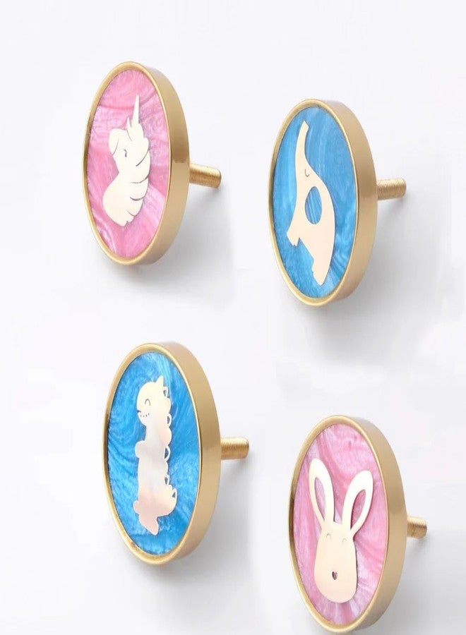 Look Mumma Set of 4 Premium Gold-Plated Knobs - Unicorn, Elephant, Dinosaur, and Bunny Designs - Image 1