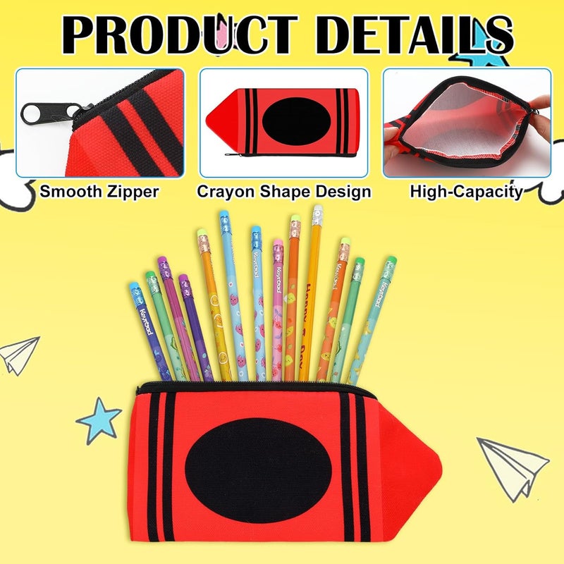 Sherr 24 Crayon Pencil Pouch Case Crayon Shaped Bag with Zipper Teacher Appreciation Gifts Colorful Stationery Storage Bag for Teacher Rewards Office Adult (Simple) - Image 3