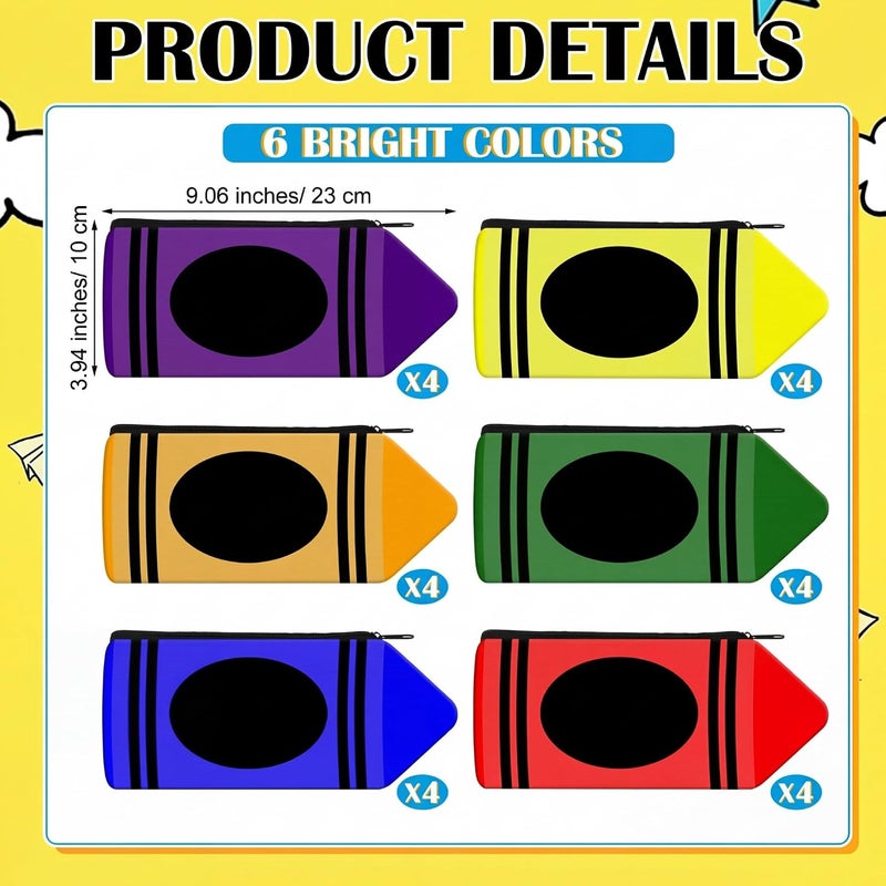 Sherr 24 Crayon Pencil Pouch Case Crayon Shaped Bag with Zipper Teacher Appreciation Gifts Colorful Stationery Storage Bag for Teacher Rewards Office Adult (Simple) - Image 2