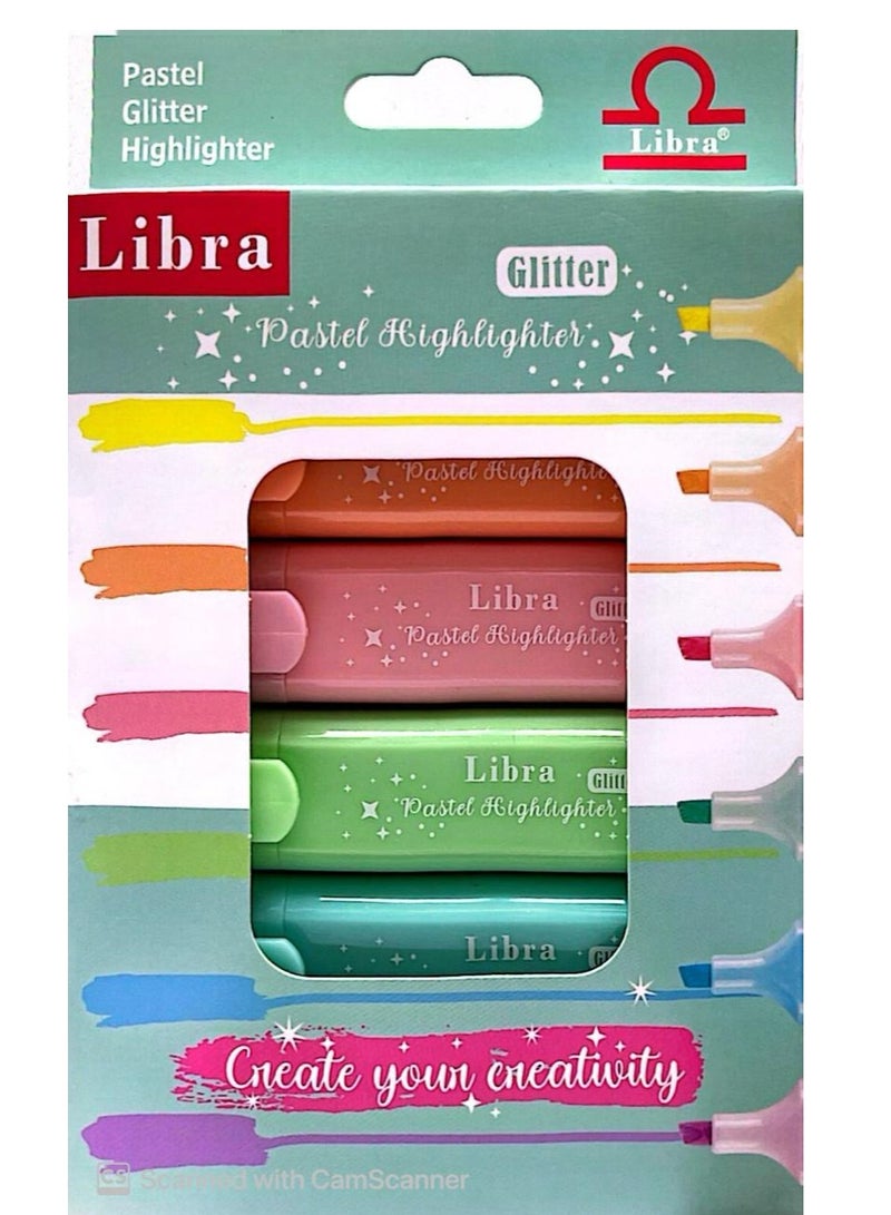 Libra 6-Pieces Pastel Glitter Highlighter Set Multicolor - Image 1