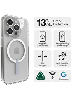 ZAGG Crystal Palace Snap iPhone 15 Pro Case Cover with MagSafe & Graphene Tech 13 Feet Drop Protection - Clear  - Image 4
