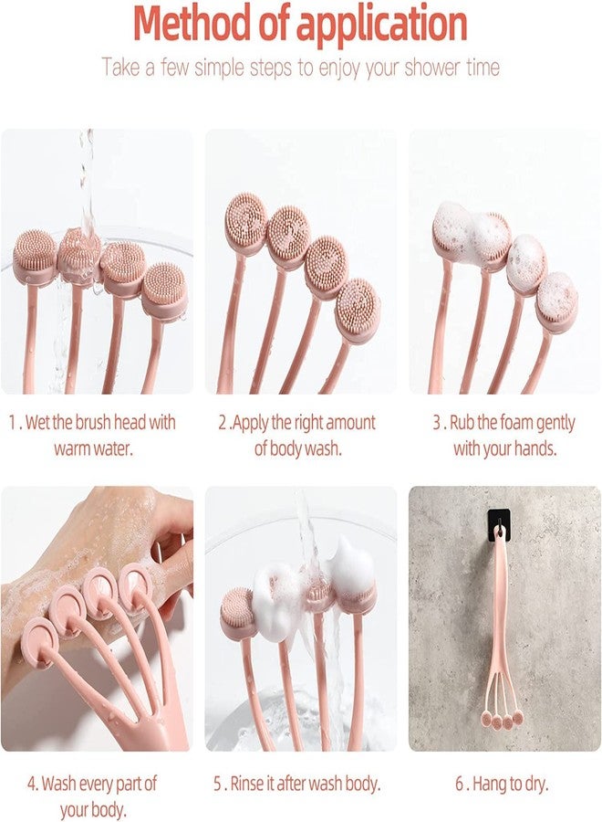 هاري فرشاة تنظيف الجسم بالاستحمام من السيليكون من هاري®، فرشاة ناعمة للجسم، مقبض طويل، فرشاة تقشير لعلاج ومنع نتوءات الحلاقة والشعر النامي تحت الجلد، خالية من مادة BPA (رمادي) - Image 4