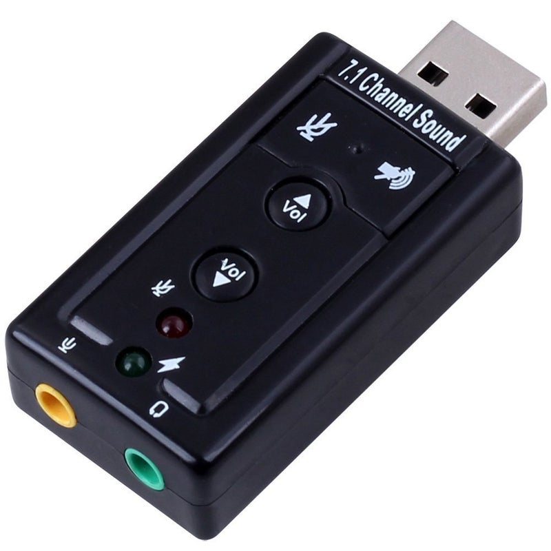AlexVyan Virtual 7 1 Channel USB Sound Adapter External Sound Card with 2 Stereo Output and Mono Microphone-Input Jack (Black) Aeroplane with Volume/Sound Buttons - Image 5