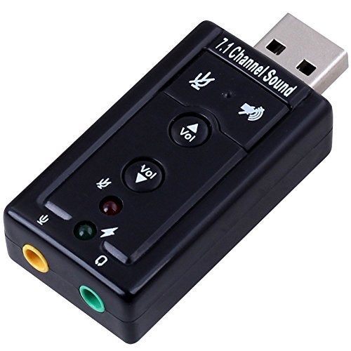 AlexVyan Virtual 7 1 Channel USB Sound Adapter External Sound Card with 2 Stereo Output and Mono Microphone-Input Jack (Black) Aeroplane with Volume/Sound Buttons - Image 1