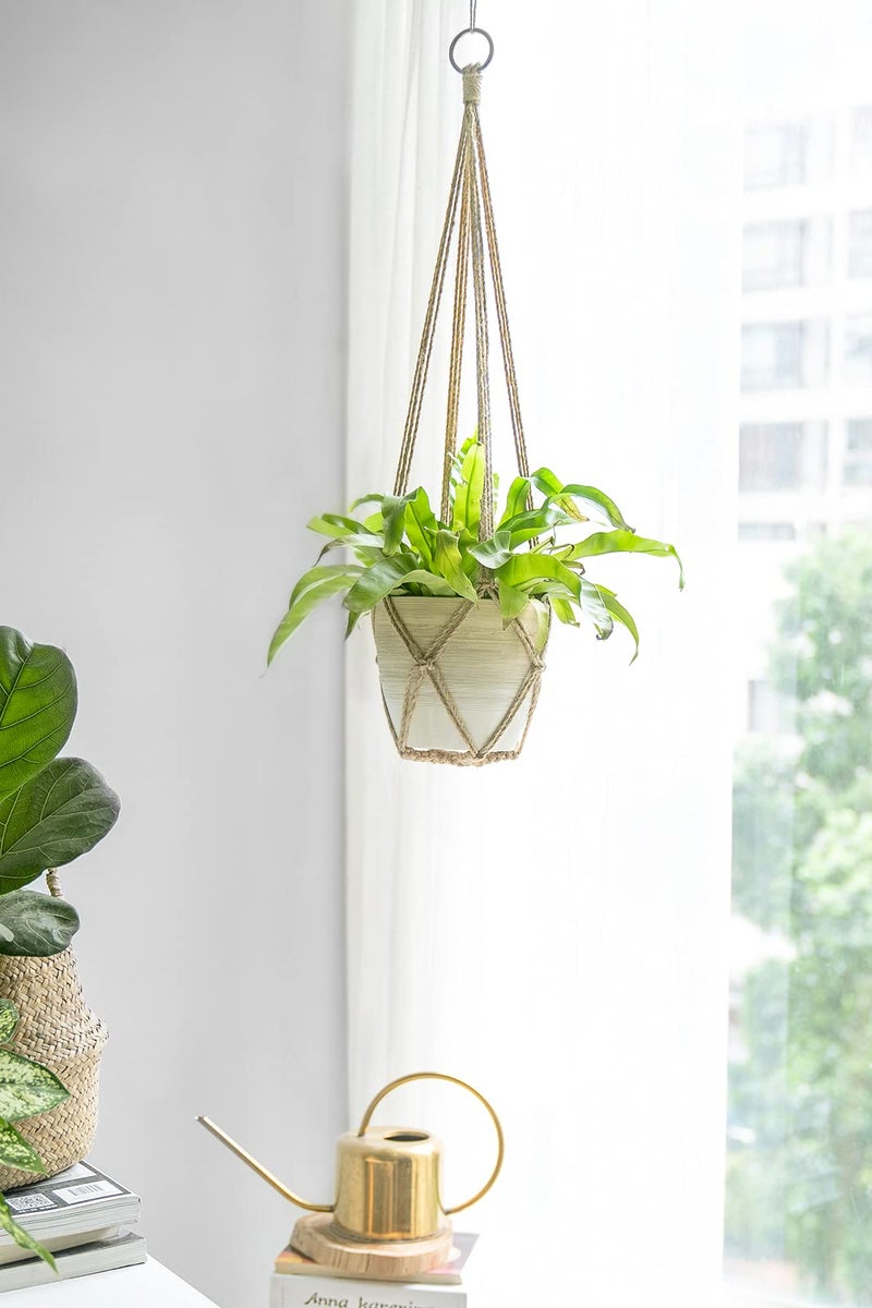 Dahey Macrame Plant Hanger Set of 3 with Hooks Indoor Hanging Planter Basket 35"/29"/23" Handmade Woven Cotton Rope Flower Pot Crochet Plant Holder Stand for Boho Home Decor No Tassels,Brown - Image 3