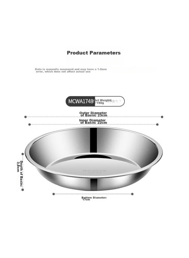 MAX COOK Meichun 316l Stainless Steel Plate And Bowl, 22cm, Thickened, Widened, Deepened, Drop-resistant, Mcwa1748 - Image 2