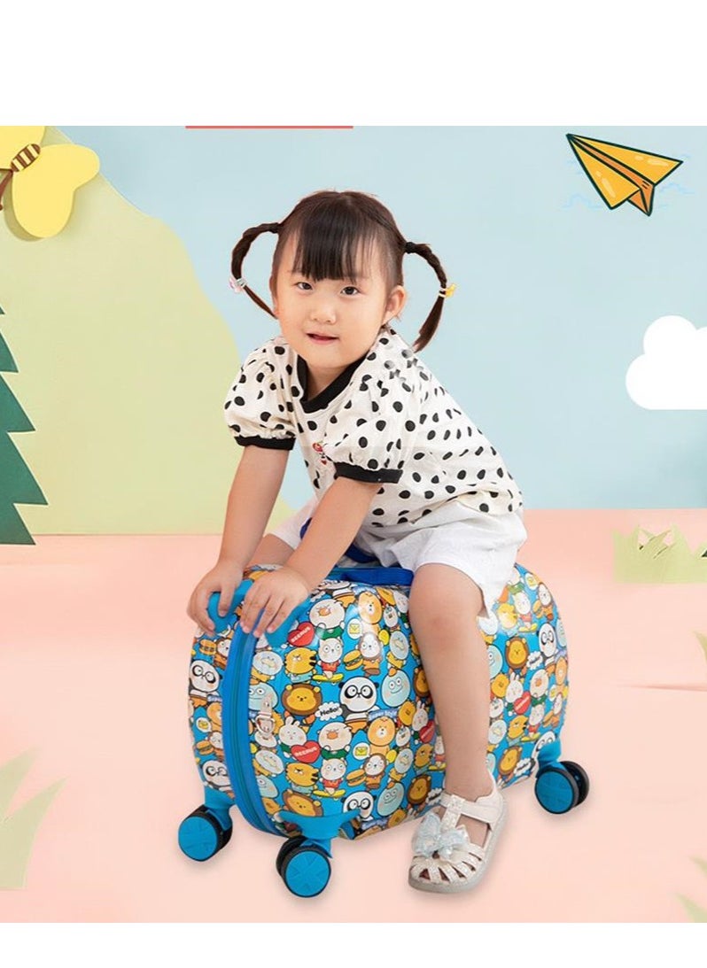 Golden Children Luggage Can Sit Ride-on Suitcase for Kids Cartoon Suitcase Riding Box Carry-on Luggage Trolley Suitcase(20 inches)  - Image 3