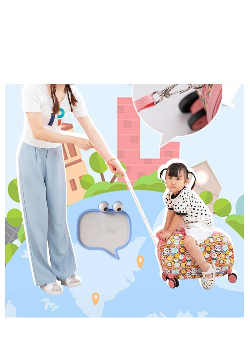 Golden Children Luggage Can Sit Ride-on Suitcase for Kids Cartoon Suitcase Riding Box Carry-on Luggage Trolley Suitcase(20 inches)  - Image 4