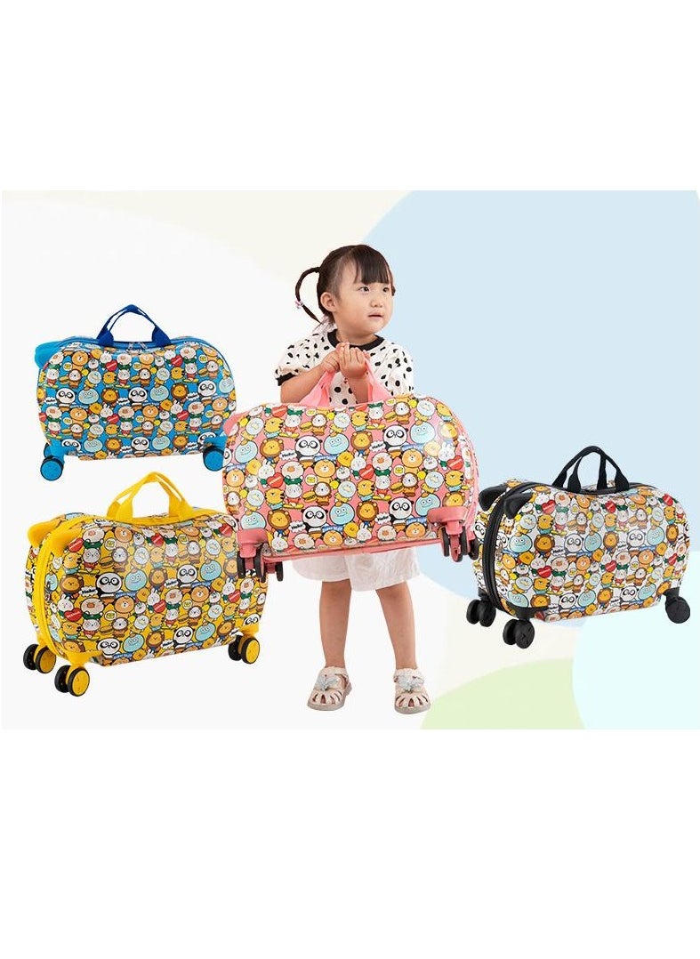 Golden Children Luggage Can Sit Ride-on Suitcase for Kids Cartoon Suitcase Riding Box Carry-on Luggage Trolley Suitcase(20 inches)  - Image 5