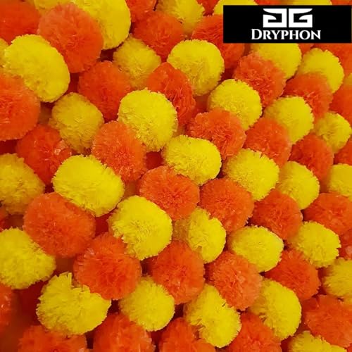 DRYPHON Marigold Garlands Decoration with Bell, Artificial Flowers for Decorations Hanging Garlands for Home Decorations, Ganpati Decoration/Diwali Decoration for Home Decor- (Multicolor, Pack of 5) - Image 2