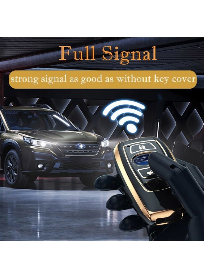 Cacacar for Subaru Key Fob Cover, for Forester Outback BRZ Legacy CrossTrek Premium Soft TPU 360 Degree Protection Key Case Remote Key Holder (Ivory) - Image 4
