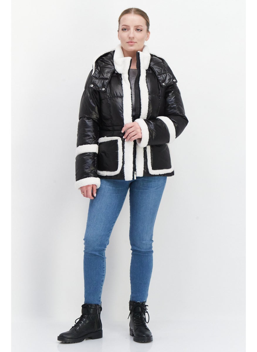 French Connection - Women Hooded Long Sleeves Puffer Jacket, Black - Image 1