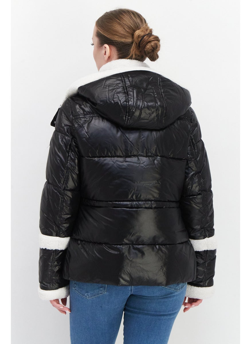 French Connection - Women Hooded Long Sleeves Puffer Jacket, Black - Image 1