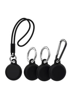 Applicable To For Apple Locator Anti-lost Device Tracker Keychain 4-piece All-inclusive Waterproof Airtag Protective Case-Color:Black OPP Bag-Applicable Model:airtag Protective Sleeve