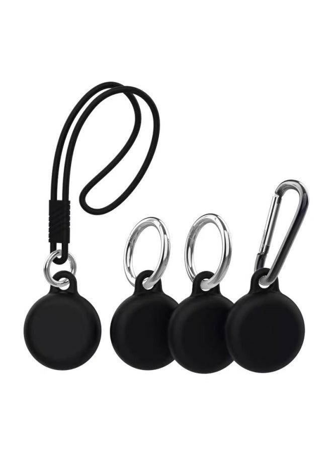 Generic - Applicable To For Apple Locator Anti-lost Device Tracker Keychain 4-piece All-inclusive Waterproof Airtag Protective Case-Color:Black OPP Bag-Applicable Model:airtag Protective Sleeve - Image 1