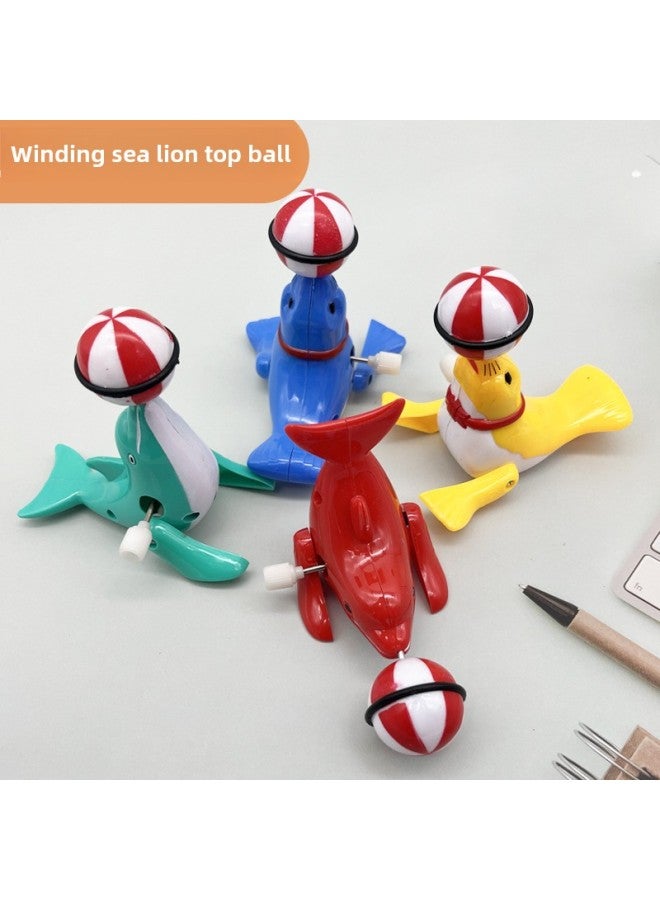 Clockwork Toy Children's Winding Dinosaur Cartoon Small Animal Night Market Stall Small Gift Shangjin Winding Toy Wholesale-Color:Chain Sea Lion Top Ball - Image 1