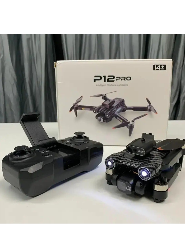 P12 Pro Drone 4K | Camera Wi-Fi FPV Obstacle Avoidance Remote Quadcopter | Foldable RC Drone With 1 Battery | 4K Profesional HD Dual Camera 1080P | Fpv Drones Quadcopter , Rc Helicopters Toys For Boys