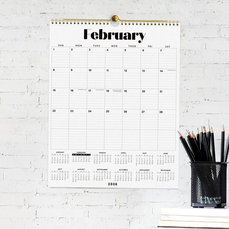 PAPERAGE 2026 Calendar, 12 Months (January 2026 - December 2026), Large (11.4 in x 14.76 in), Spiral Bound, 2026 Vertical Wall Calendar with Monthly & Yearly Views, Premium Paper - Black - Image 5