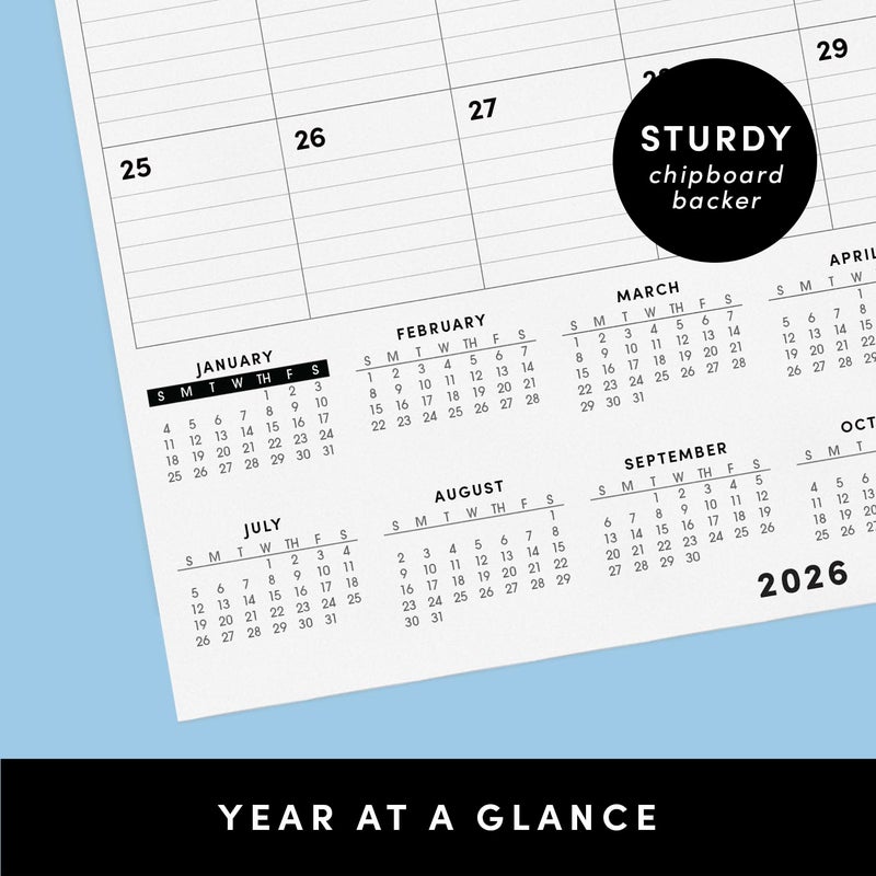 PAPERAGE 2026 Calendar, 12 Months (January 2026 - December 2026), Large (11.4 in x 14.76 in), Spiral Bound, 2026 Vertical Wall Calendar with Monthly & Yearly Views, Premium Paper - Black - Image 4