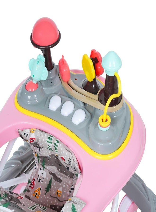 JoyRide Magical Tales Castle Baby Walker with Musical Toy Bar, Rattles, Parental Control, Cushioned Seat, Activity Toys, Height Adjustable, Foldable, 3 Colours (Pink) - Image 3