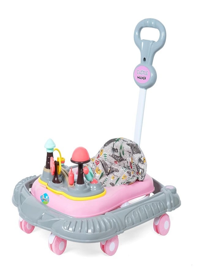 JoyRide Magical Tales Castle Baby Walker with Musical Toy Bar, Rattles, Parental Control, Cushioned Seat, Activity Toys, Height Adjustable, Foldable, 3 Colours (Pink) - Image 4