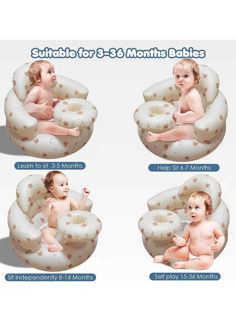Baby Sitting Chair, Inflatable Floor Seat, Portable Infant Back Support Sofa, Shower Gifts for Baby Boys Girls - Image 3