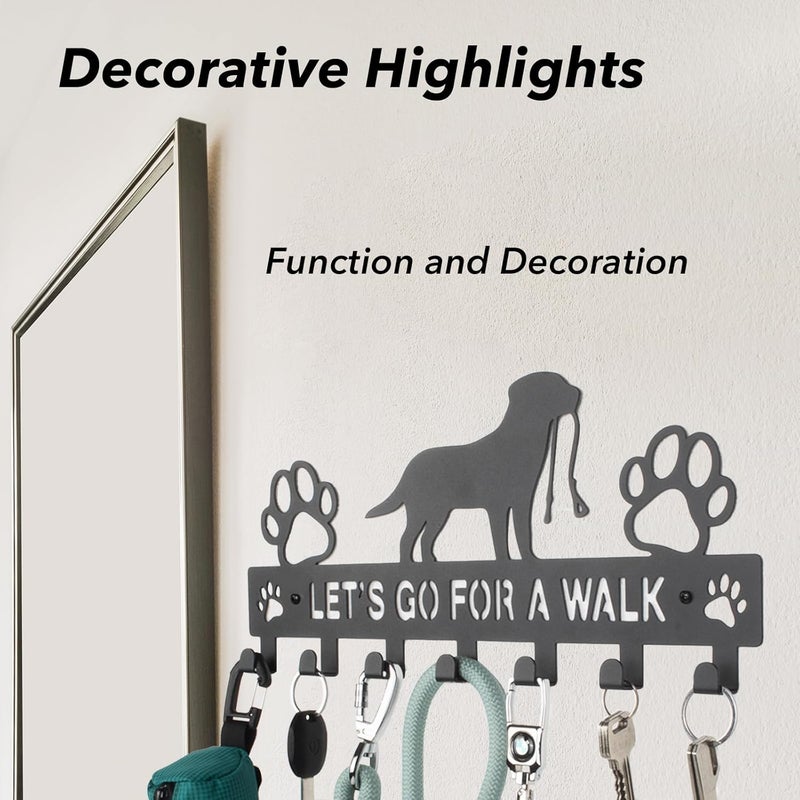BienBion Large Size Keys Holder for Wall Mount,13.5"x6.2" Dog Leash Holder for Wall,Metal Keys Holder on Wall Decorative with 7 Hooks,Key Rack for Entryway,Front Door,Hallway,Home,Office (Large:13.5x6.2x0.75") - Image 4