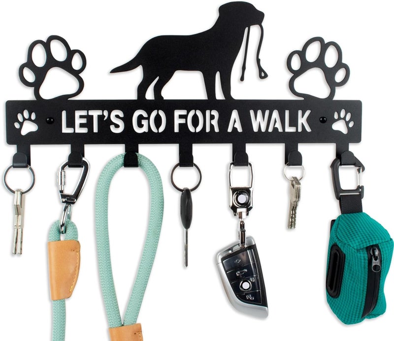 BienBion Large Size Keys Holder for Wall Mount,13.5"x6.2" Dog Leash Holder for Wall,Metal Keys Holder on Wall Decorative with 7 Hooks,Key Rack for Entryway,Front Door,Hallway,Home,Office (Large:13.5x6.2x0.75") - Image 1
