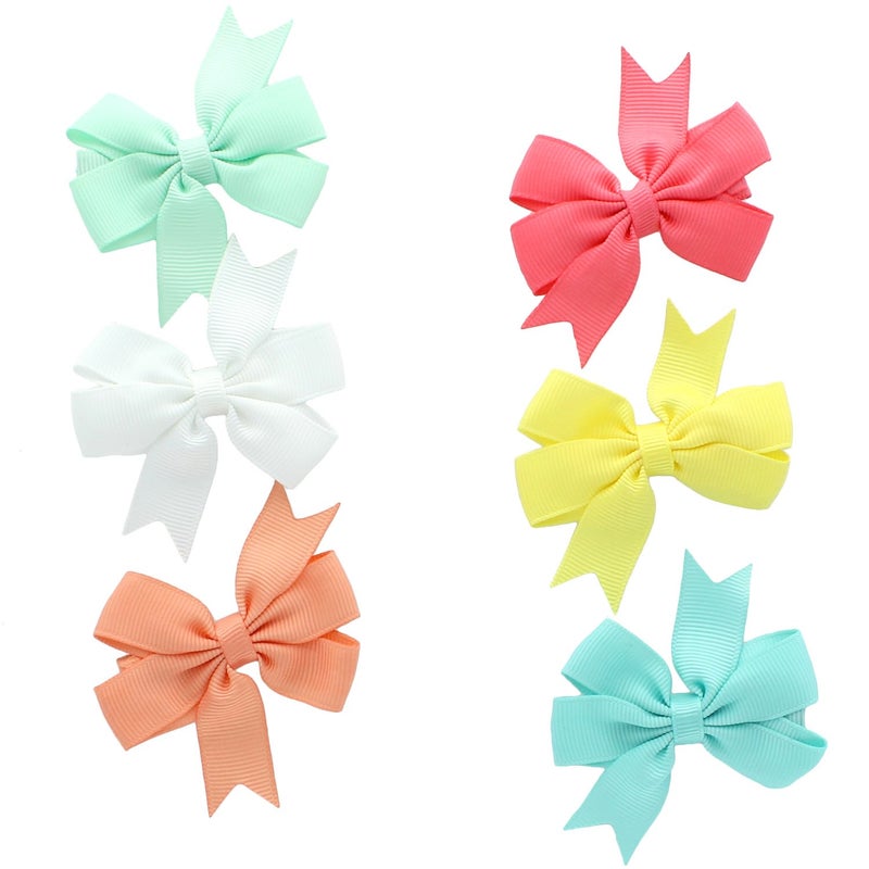 My Lello Small 25 Ribbon Hairbows Boutique Pinwheel Mixed Variety 6 Pack SeafoamWhitePeachCoral RoseLemon YellowAqua