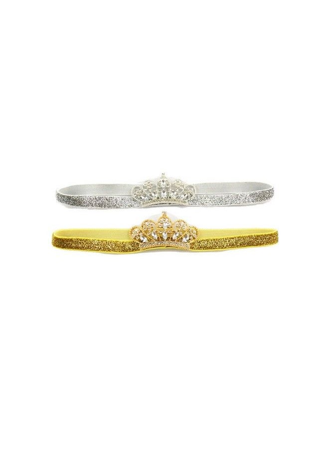 JustMyDress Newborn Baby Princess Crystal Crown Headband Tiara Hairband Photography Props Ja25 (2Pcgold Silver)  - Image 3
