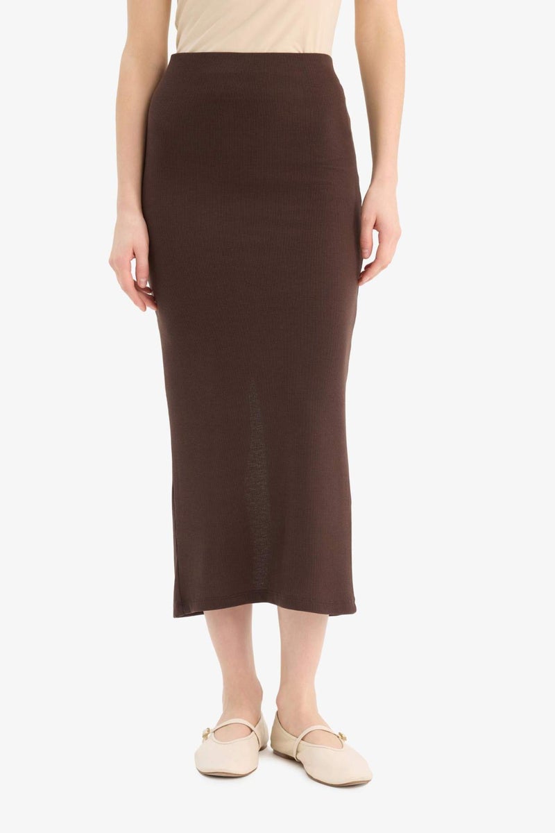 DeFacto High Waist Ribbed Camisole Basic Maxi Skirt - Image 4