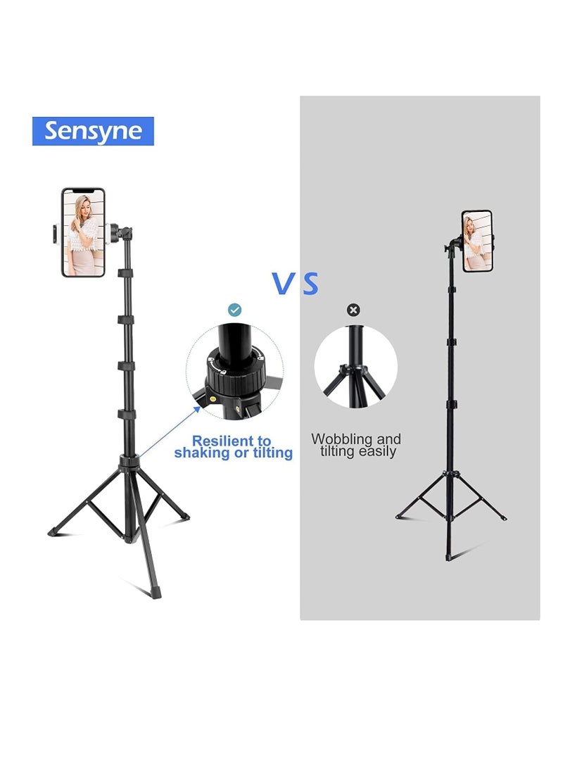 Sensyne حامل ثلاثي القوائم للهاتف المحمول وعصا سيلفي SENSYNE مقاس 62 بوصة، حامل ثلاثي القوائم قابل للتمديد للهاتف المحمول مع جهاز تحكم عن بعد لاسلكي وحامل هاتف، متوافق مع هواتف iPhone وAndroid والكاميرا - Image 5