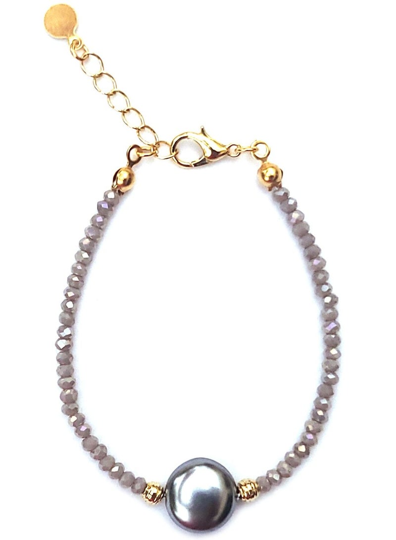 Alwan Crystal Bracelet with a Majorca Style Pearl - Image 2