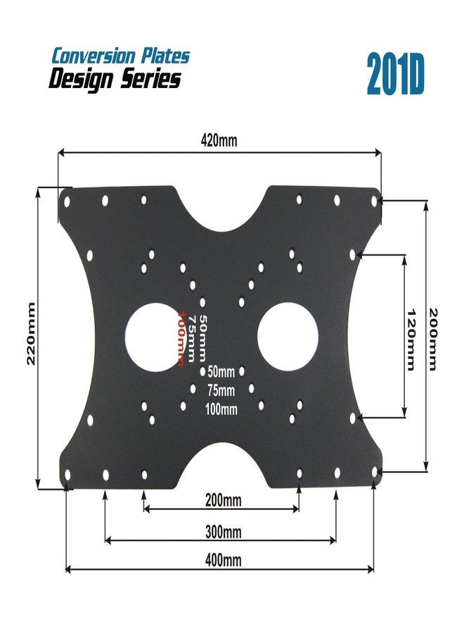 ماونت بلس طقم تحويل حامل الشاشة والتلفزيون Mount Plus 201D VESA | لوحة محول من 100x100 و200x200 إلى 400x200 لحوامل التلفزيون الجدارية | شديد التحمل ومرفق معه جميع الملحقات - Image 2