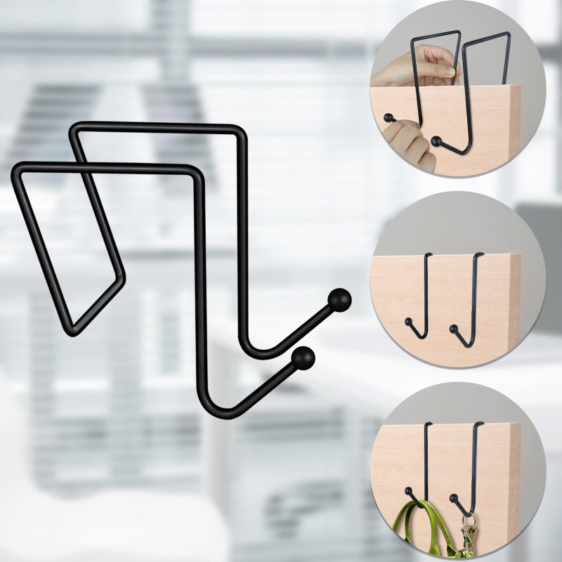 HiGift 4 Pack Cubicle Double Coat Hooks for 2 Inch Width Cubicle Panel Partition Wall, Cubicle Panel Metal Hooks for Hanging Clothes, Bags, Purses, Keys, Umbrellas, Color Black - Image 3