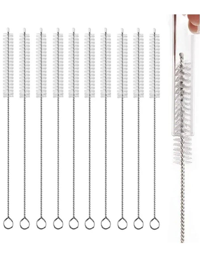 WHITE GAINS Straw Cleaner Brush Extend 12 inch, Extra Wide 12mm diam Pipe Cleaners, Extra Long Straw Brush for Sippy Cup, Water Bottle, Tubes, Baby Bottles, Reusable Drinking Straws & More – Food Grade Stainless Steel, BPA Free, Dishwasher Safe (10 Pack)  - Image 1