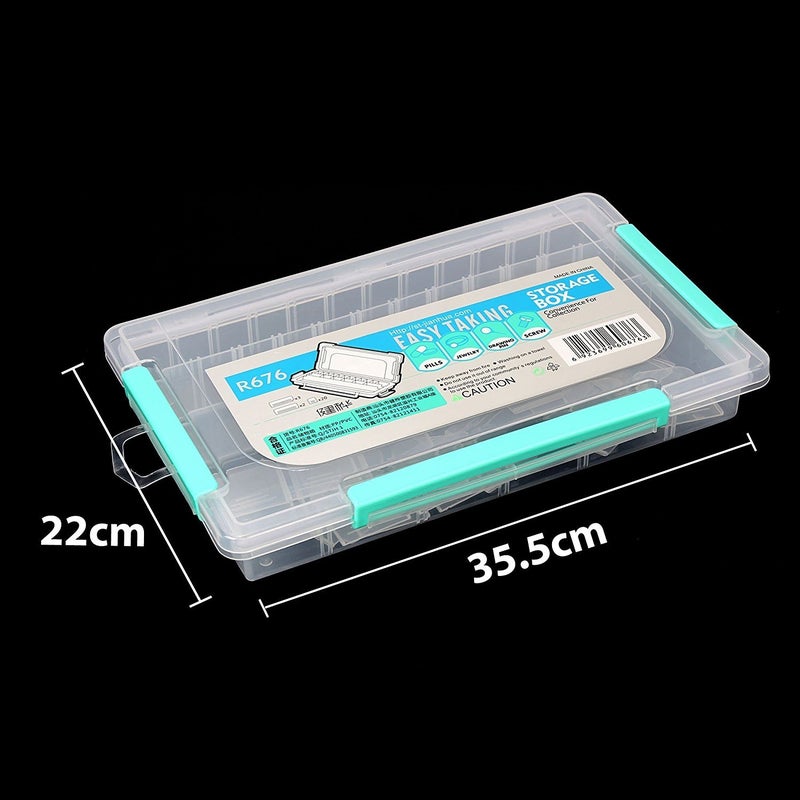 Iktu Multipurpose Transparent Grid Storage Box with Flexible Compartments for FishingJewelry Pills Hardware Tools Office Stationeryetc Organizer Adjustable Slots Big 28 Grids - Image 2