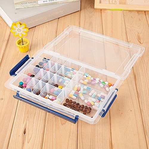 Iktu Multipurpose Transparent Grid Storage Box with Flexible Compartments for FishingJewelry Pills Hardware Tools Office Stationeryetc Organizer Adjustable Slots Big 28 Grids - Image 4