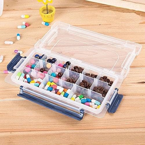 Iktu Multipurpose Transparent Grid Storage Box with Flexible Compartments for FishingJewelry Pills Hardware Tools Office Stationeryetc Organizer Adjustable Slots Big 28 Grids - Image 3