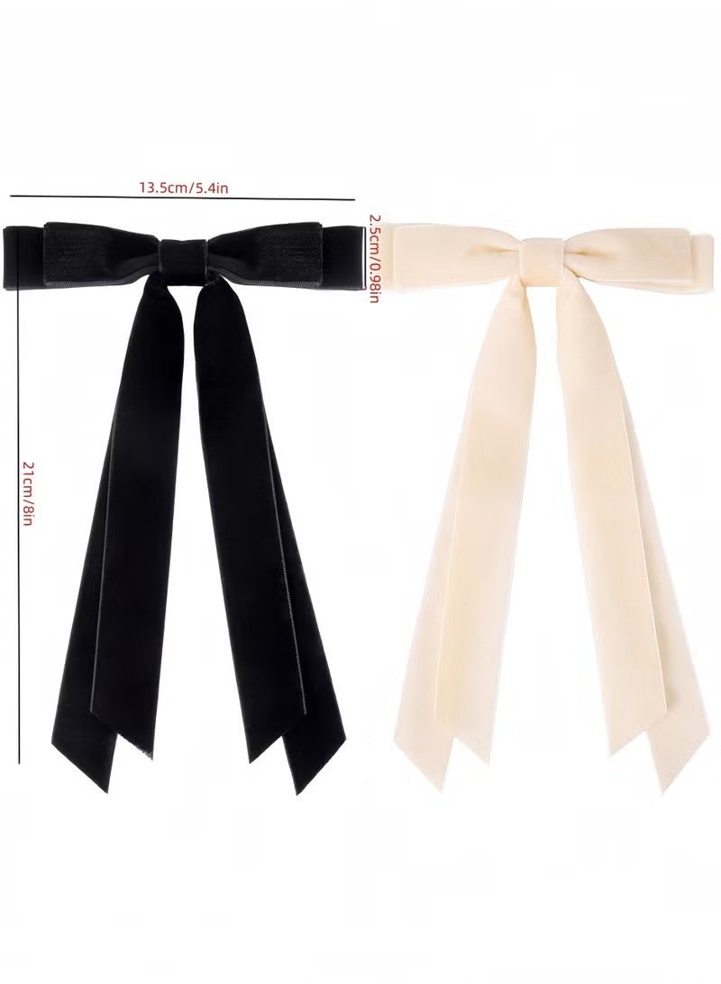 3 Pcs Velvet Hair Bows Ribbon Hair Clip Black White Pink Accessories Ponytail Holder Slides Metal Clips Hair Bow for Women Girls Toddlers Teens Kids - Image 4