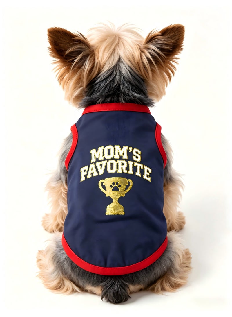 Mom's Favorite Glitter Dog Tank Top M Size, Breathable Pet Vest for Small Medium Dogs Cats - Image 1