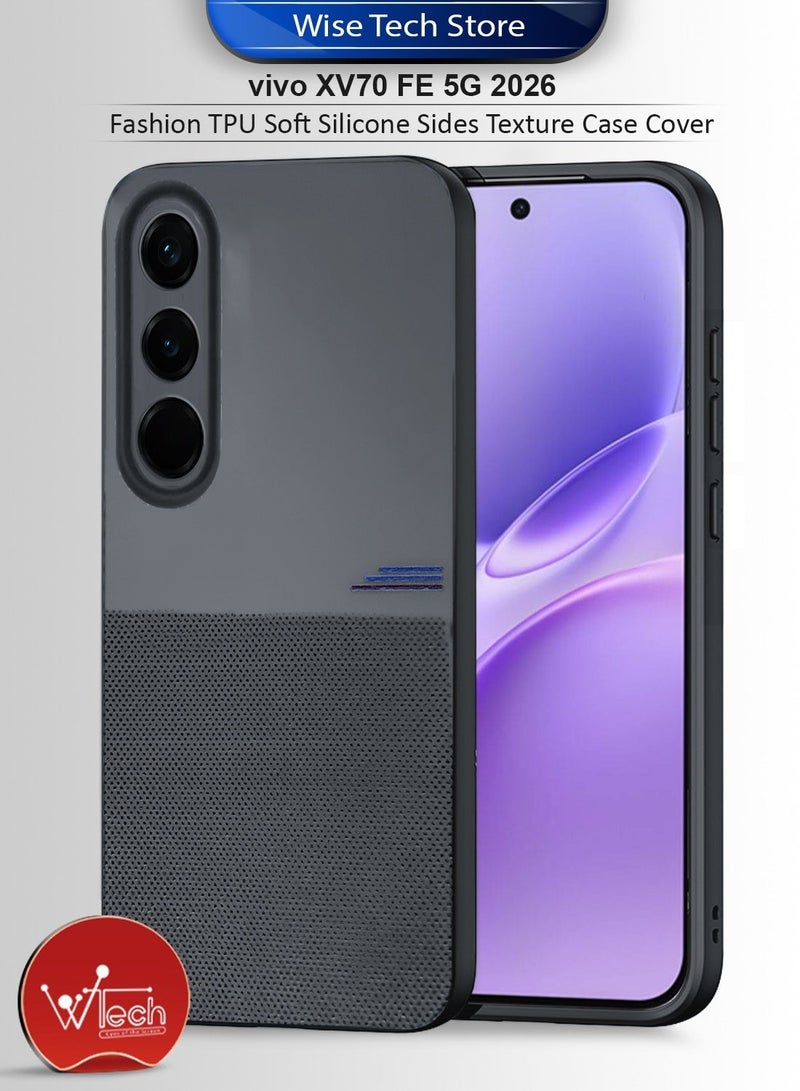 Wtech vivo V70 FE 5G 2026 Fashion TPU Soft Silicone Sides Texture Case Cover - Black & vivo V70 FE 5G 2026 Premium E2E Series Full Glue Full Cover Tempered Glass Screen Protector (MSGECN) - Clear/Black Bundle - Image 2