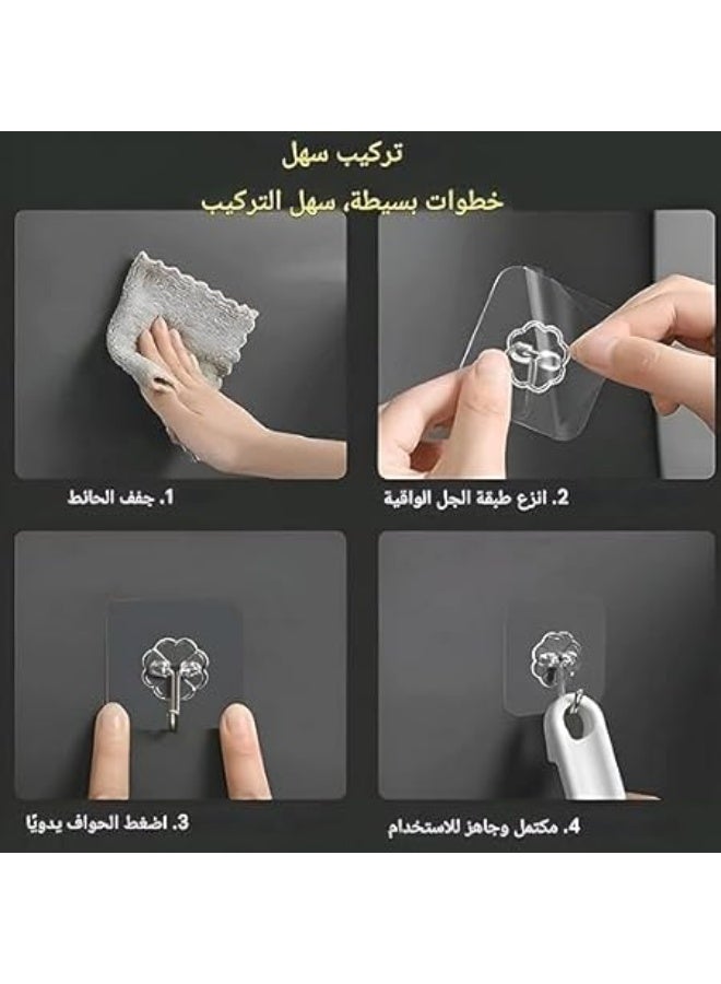 Heavy Duty Clear Adhesive Wall Hooks - Waterproof & Oil Proof - Multipurpose Hooks for Kitchen and Bathroom - 10 Per Pack - Image 3