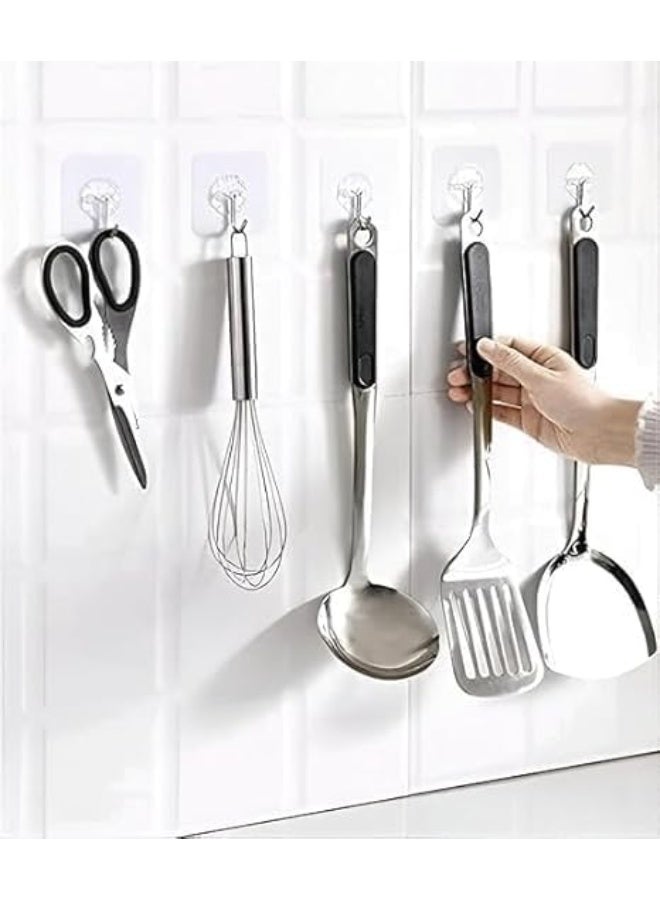 Heavy Duty Clear Adhesive Wall Hooks - Waterproof & Oil Proof - Multipurpose Hooks for Kitchen and Bathroom - 10 Per Pack - Image 2