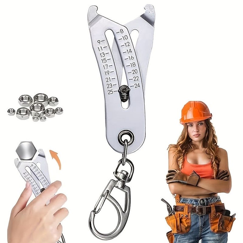 Precision Stainless Steel Thread Gauge Keychain Portable Manual Measuring Tool For Nut And Bolt Size Verification Fast Accurate Measurement Silvery - Image 1