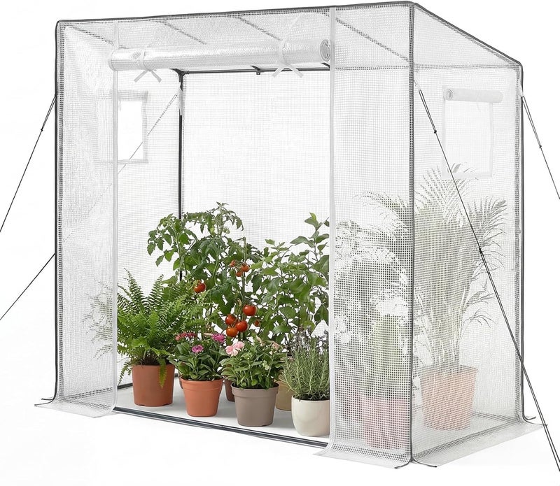 VEVOR Walk-in Greenhouse, 76.8" x 30.3" x 66.1" Greenhouse for Outdoors with Windows, PE Cover, Roll-Up Zipper Door, Walk in Green House Kit, Portable Plant Garden Hot House for Backyard, Outside - Image 1