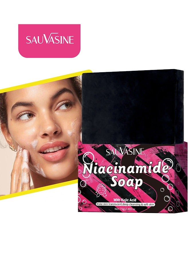 SAUVASINE Nicotinamide Soap With Kojic Acid - Lighten Melanin Joint Whitening Hydrating Body Cleansing Bath Soap 75g - Image 1