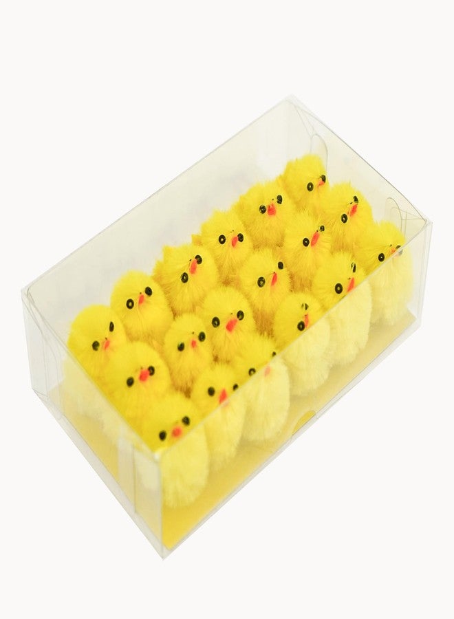 DearSun Yellow Colors Easter Chicks Pack - 18pcs, 1.10" H Mini Fluffy Chenille Chicks for Party Supplies Easter Egg and Cake Decoration - Image 1