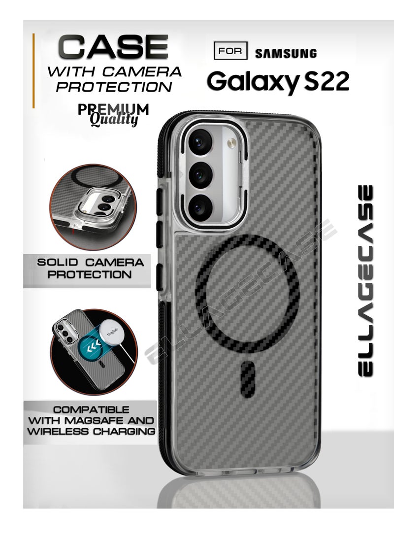 ELLAGECASE - Case with stand for Samsung Galaxy S22, Solid Camera Protection, Shockproof, Compatible with Magsafe and Wireless Charging - Image 1