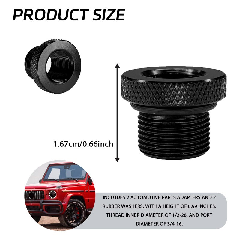 QQWD Thread Adapters and Rubber Washer Durable Steel 12x28 to 34x16 Thread Protector Oil Filter Adapter Replace for Broken Fittings Essential Transmission adapte Accessories for Car Truck SUV - Image 4